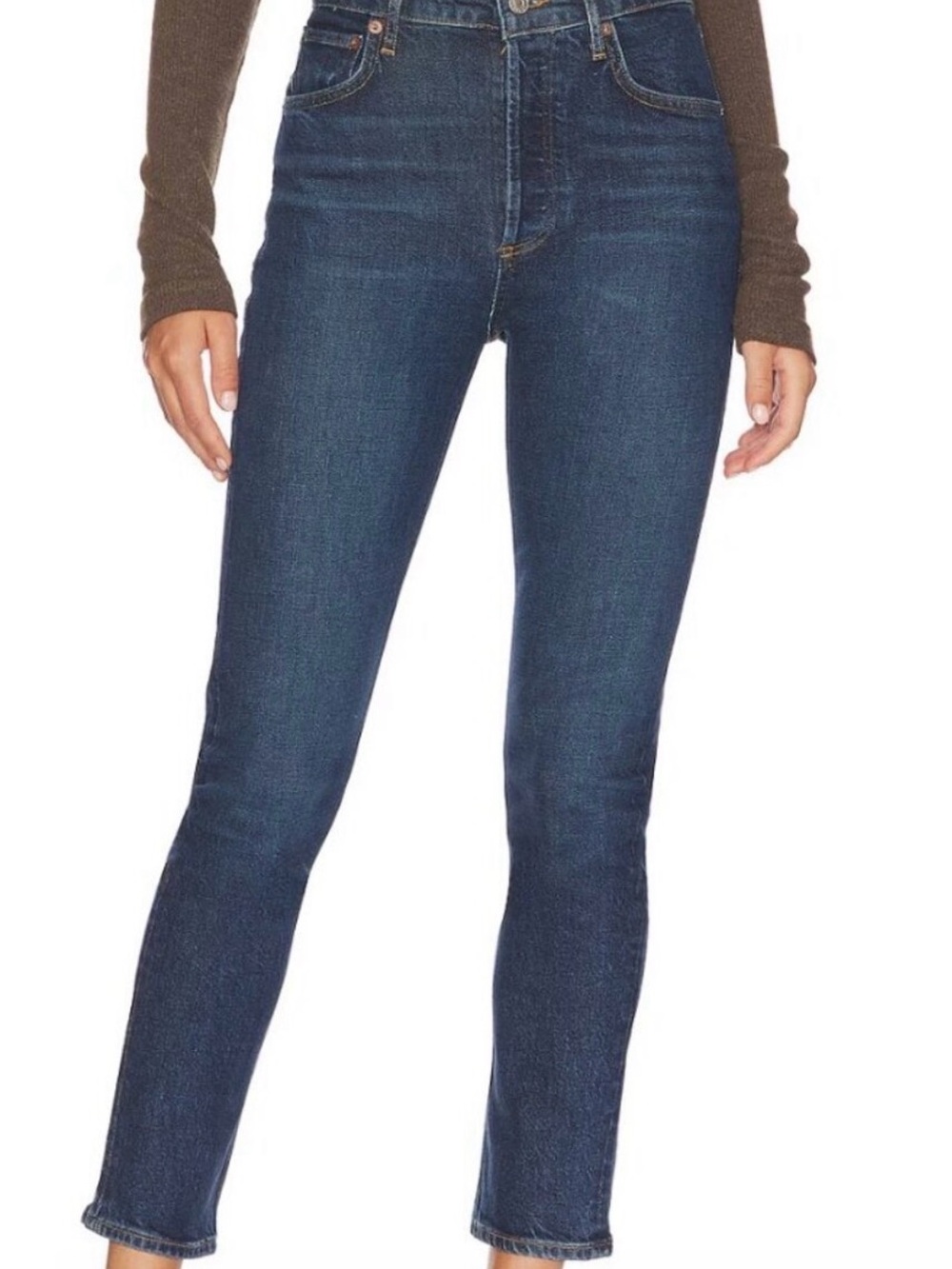 Agolde High-Rise Slim Straight Jeans in Divided